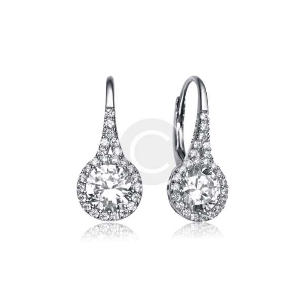 Goldplated Crystal Flower Leverback Earrings - Image 2