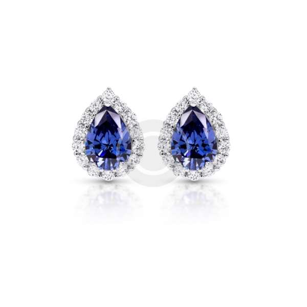 Sapphirine Gemstone and Diamond Accent Earrings - Image 3